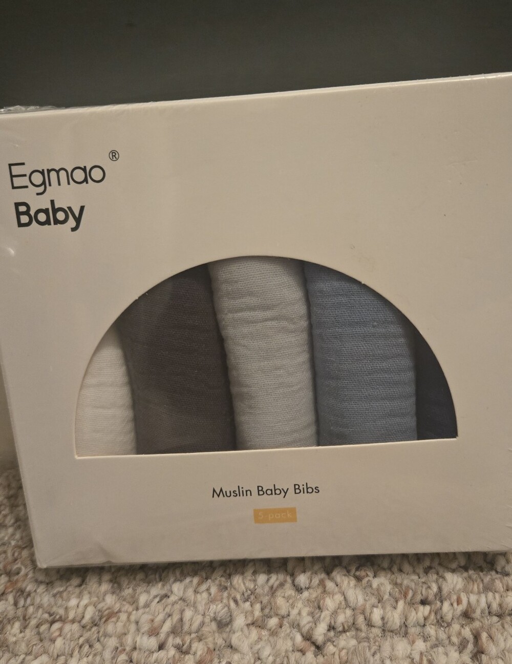 Egmao Baby Muslin Bibs - Neutral Grey & Blue Set